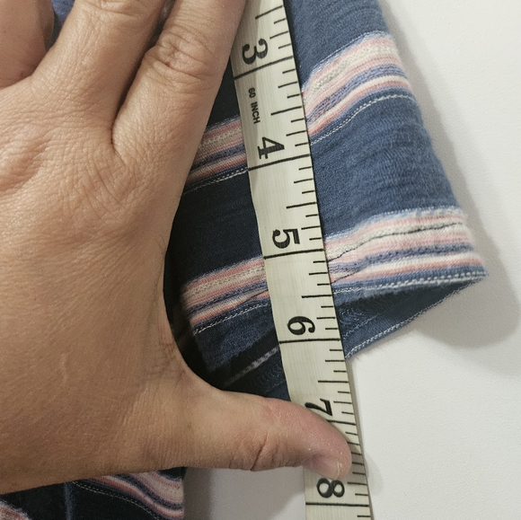 Chaps womens striped t-shirt size 2XL. Blue, pink, and white. - Picture 4 of 9